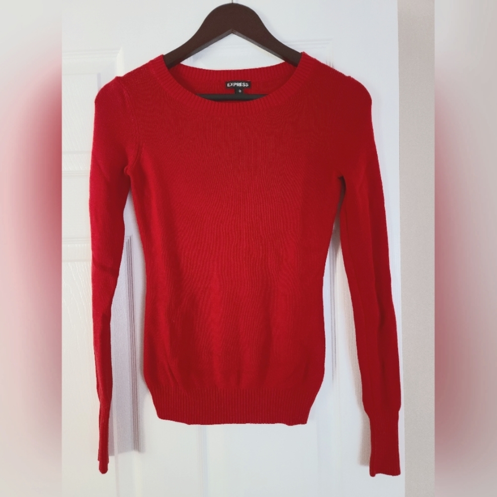 [EUC] Express Red Long Sleeves Sweater Crew Neck - XS